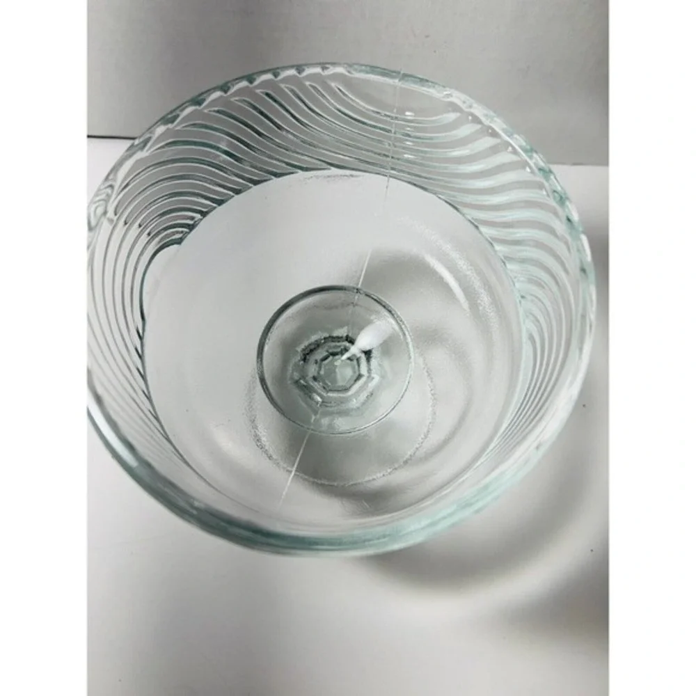 Vintage EO Brody Clear Glass Swirl Compote Pedestal Bowl